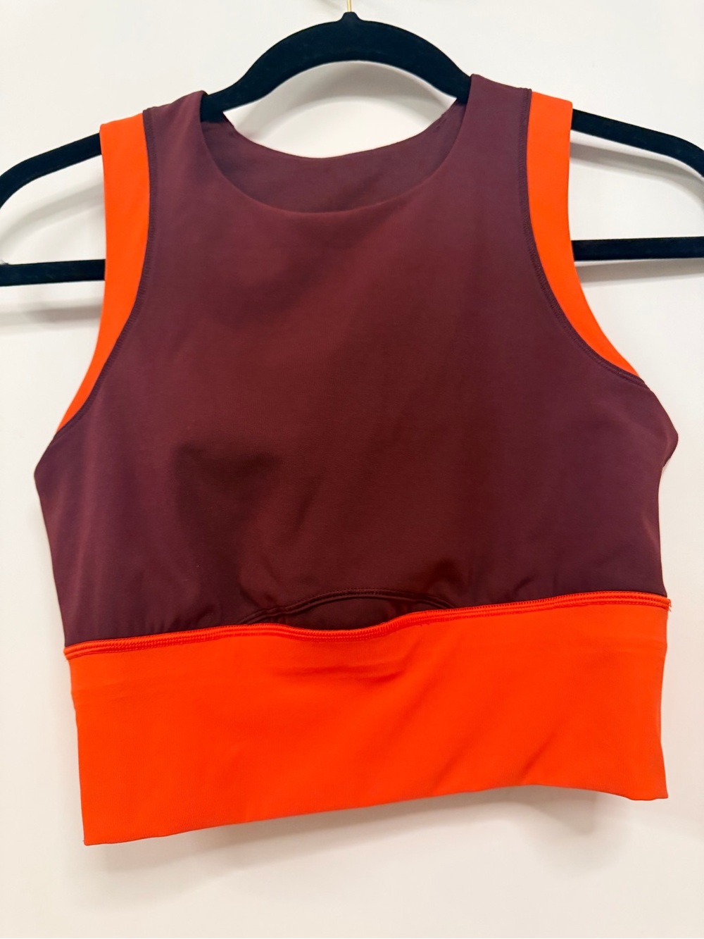 LULULEMON Two-Tone Sports Bra Crop Top - Orange & Burgundy